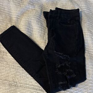 American Eagle Outfitters Black Distressed Jeggings